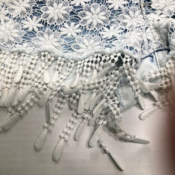 LEI Ashley Low Rise Womens Jean Shorts 1 Fringe Lace Hippie BOHO L.E.I. - Picture 7 of 7